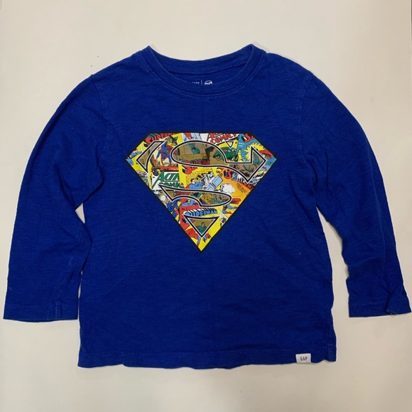 Baby Gap Superman Long Sleeve T-shirt with detachable Cape. Size 4 - Picture 1 of 4